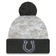 Indianapolis Colts  New Era White-Graphite 2024 Salute To Service Digital Camo Cuffed Knit Hat with Pom