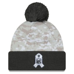 Indianapolis Colts  New Era White-Graphite 2024 Salute To Service Digital Camo Cuffed Knit Hat with Pom