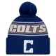 Indianapolis Colts New Era Royal 2024 Sideline Cuffed Knit Hat with Pom