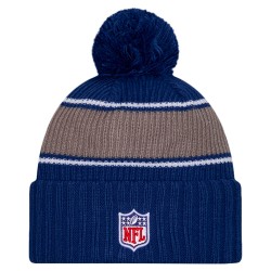 Indianapolis Colts New Era Royal 2024 Sideline Cuffed Knit Hat with Pom