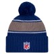 Indianapolis Colts New Era Royal 2024 Sideline Cuffed Knit Hat with Pom