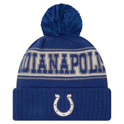 Indianapolis Colts New Era Royal Retro Cuffed Knit Hat with Pom
