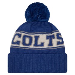 Indianapolis Colts New Era Royal Retro Cuffed Knit Hat with Pom