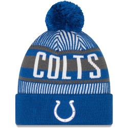 Indianapolis Colts New Era Royal Striped Cuffed Knit Hat with Pom