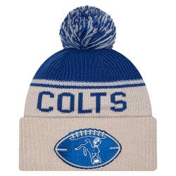 Indianapolis Colts New Era Stone NFL Sideline Historic Cuffed Knit Hat with Pom