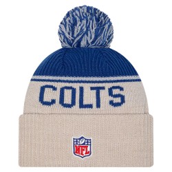 Indianapolis Colts New Era Stone NFL Sideline Historic Cuffed Knit Hat with Pom