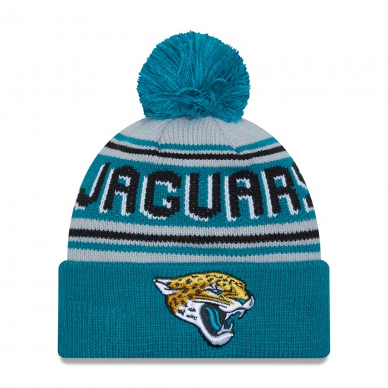 Jacksonville Jaguars  New Era Teal  Main Cuffed Knit Hat with Pom