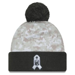 Jacksonville Jaguars  New Era White-Graphite 2024 Salute To Service Digital Camo Cuffed Knit Hat with Pom