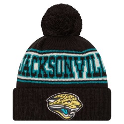 Jacksonville Jaguars New Era Black Retro Cuffed Knit Hat with Pom
