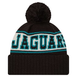 Jacksonville Jaguars New Era Black Retro Cuffed Knit Hat with Pom
