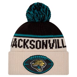 Jacksonville Jaguars New Era Stone NFL Sideline Historic Cuffed Knit Hat with Pom