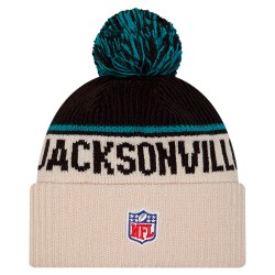 Jacksonville Jaguars New Era Stone NFL Sideline Historic Cuffed Knit Hat with Pom