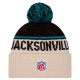 Jacksonville Jaguars New Era Stone NFL Sideline Historic Cuffed Knit Hat with Pom