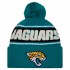 Jacksonville Jaguars New Era Teal 2024 Sideline Cuffed Knit Hat with Pom