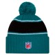 Jacksonville Jaguars New Era Teal 2024 Sideline Cuffed Knit Hat with Pom