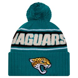 Jacksonville Jaguars New Era Teal 2024-25 Sideline Cuffed Knit Hat with Pom