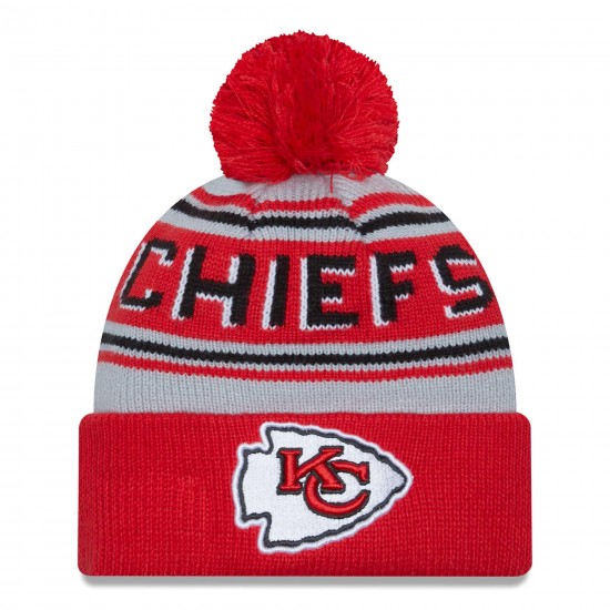 Kansas City Chiefs  New Era Red  Main Cuffed Knit Hat with Pom