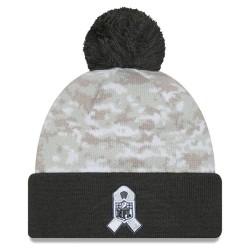 Kansas City Chiefs  New Era White-Graphite 2024 Salute To Service Digital Camo Cuffed Knit Hat with Pom
