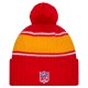 Kansas City Chiefs New Era Red 2024 Sideline Cuffed Knit Hat with Pom
