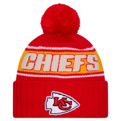 Kansas City Chiefs New Era Red 2024 Sideline Sport Cuffed Knit Hat with Pom