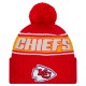 Kansas City Chiefs New Era Red 2024 Sideline Sport Cuffed Knit Hat with Pom