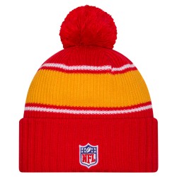 Kansas City Chiefs New Era Red 2024 Sideline Sport Cuffed Knit Hat with Pom