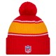 Kansas City Chiefs New Era Red 2024 Sideline Sport Cuffed Knit Hat with Pom