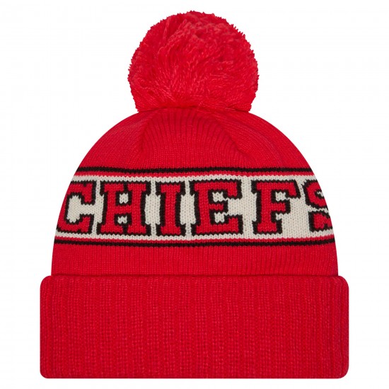 Kansas City Chiefs New Era Red Retro Cuffed Knit Hat with Pom