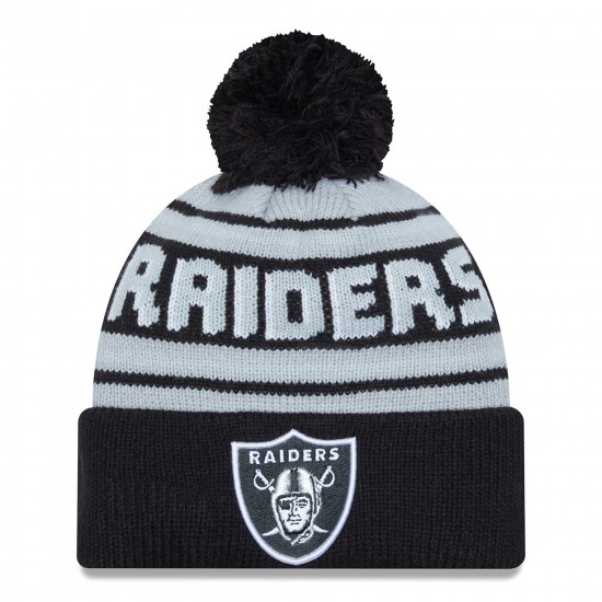 Las Vegas Raiders  New Era Black  Main Cuffed Knit Hat with Pom