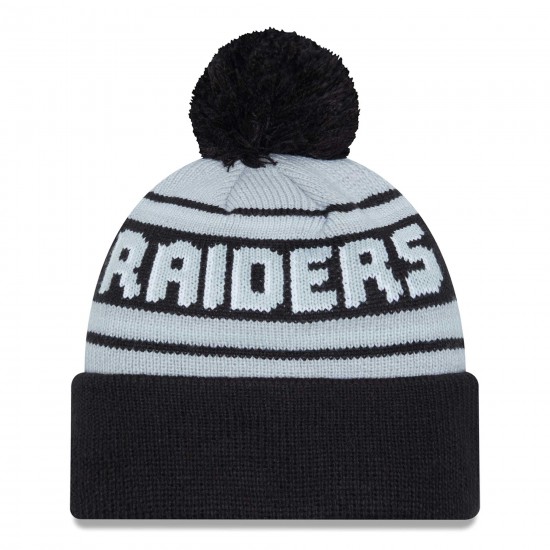 Las Vegas Raiders  New Era Black  Main Cuffed Knit Hat with Pom