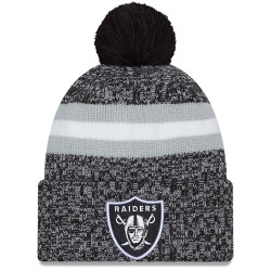 Las Vegas Raiders  New Era Black 2023 Sideline Cuffed Knit Hat With Pom