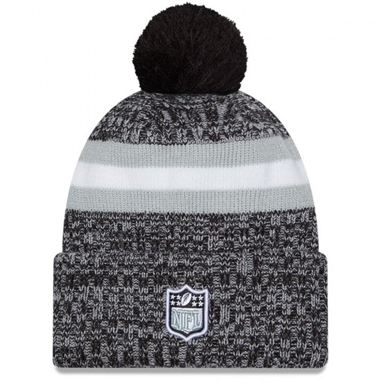 Las Vegas Raiders  New Era Black 2023 Sideline Cuffed Knit Hat With Pom