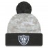 Las Vegas Raiders  New Era White-Graphite 2024 Salute To Service Digital Camo Cuffed Knit Hat with Pom