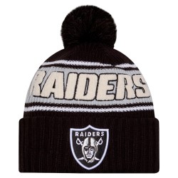 Las Vegas Raiders New Era Black 2024 Sideline Cuffed Knit Hat with Pom