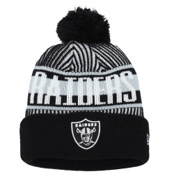 Las Vegas Raiders New Era Black Striped  Cuffed Knit Hat with Pom