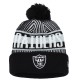 Las Vegas Raiders New Era Black Striped  Cuffed Knit Hat with Pom