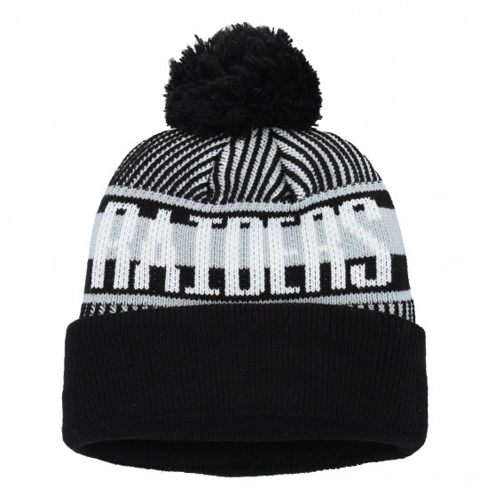 Las Vegas Raiders New Era Black Striped  Cuffed Knit Hat with Pom