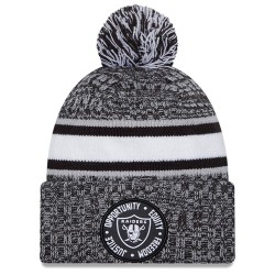 Las Vegas Raiders New Era Heather Black 2023 Inspire Change Cuffed Knit Hat With Pom