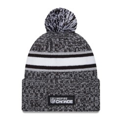 Las Vegas Raiders New Era Heather Black 2023 Inspire Change Cuffed Knit Hat With Pom