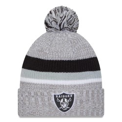 Las Vegas Raiders New Era Heather Gray Cuffed Knit Hat with Pom