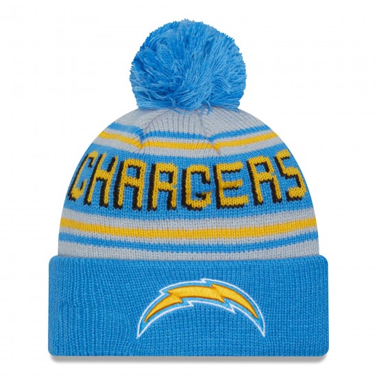 Los Angeles Chargers  New Era Powder Blue  Main Cuffed Knit Hat with Pom