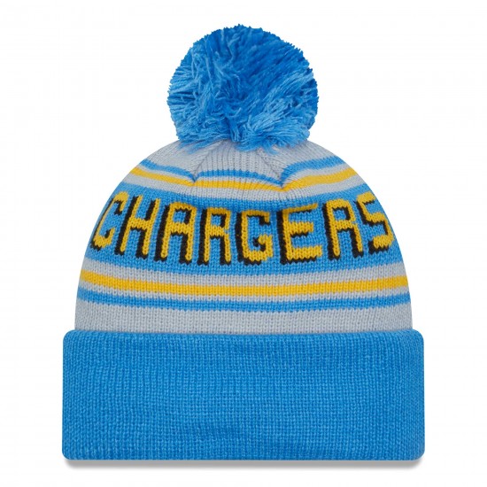 Los Angeles Chargers  New Era Powder Blue  Main Cuffed Knit Hat with Pom