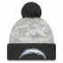 Los Angeles Chargers  New Era White-Graphite 2024 Salute To Service Digital Camo Cuffed Knit Hat with Pom