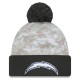 Los Angeles Chargers  New Era White-Graphite 2024 Salute To Service Digital Camo Cuffed Knit Hat with Pom
