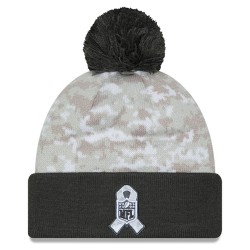 Los Angeles Chargers  New Era White-Graphite 2024 Salute To Service Digital Camo Cuffed Knit Hat with Pom