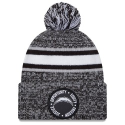 Los Angeles Chargers New Era Heather Black 2023 Inspire Change Cuffed Knit Hat With Pom