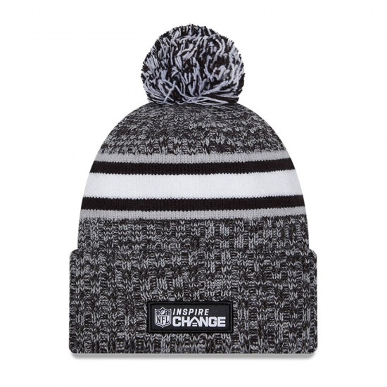 Los Angeles Chargers New Era Heather Black 2023 Inspire Change Cuffed Knit Hat With Pom