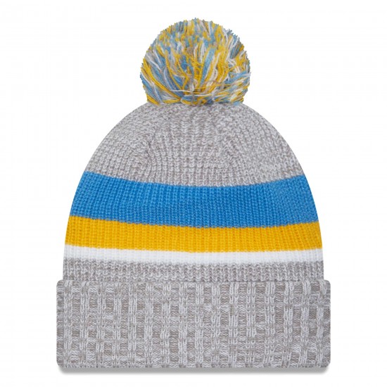 Los Angeles Chargers New Era Heather Gray Cuffed Knit Hat with Pom