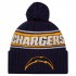 Los Angeles Chargers New Era Navy 2024 Sideline Cuffed Knit Hat with Pom