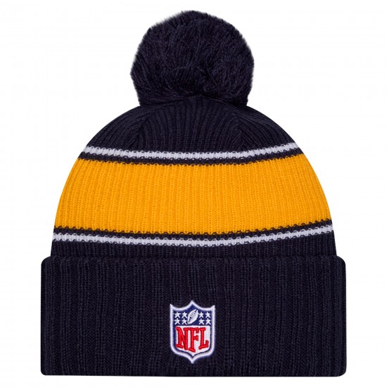 Los Angeles Chargers New Era Navy 2024 Sideline Cuffed Knit Hat with Pom